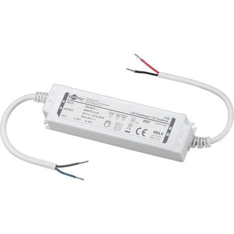 Transformateur LED étanche GOOBAY 24V DC, 60W, 4.16 A, IP67