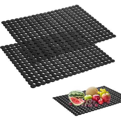 Lot de 2 tapis d'évier de cuisine - 40 x 30 cm - En PVC - Découpable - Réglable - Noir (1/5)