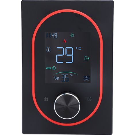 Thermostat couleur intelligent LCD bouton programmable contrôle écran tactile chauffage électrique avec application pour maison hôtel bureau AC 95 V à 240 V noir modèle normal