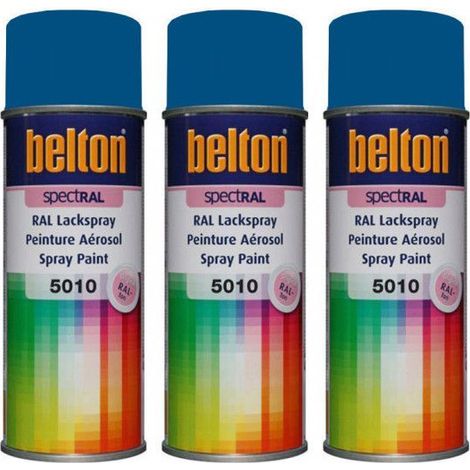 3 bombes de peinture Belton Spectral RAL5010 Bleu gentiane 400ml