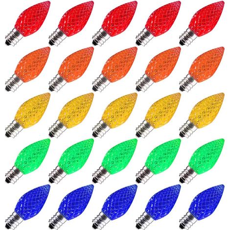 Filiyano-Ampoules LED à filament pour lustre - Multicolores assorties - Lot de 25 - 110 V - Culot E12, Ampoules décoratives pour éclairage festif (1/5)