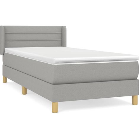 Maison Exclusive - Cama box spring con colchón tela gris claro 80 (1/5)