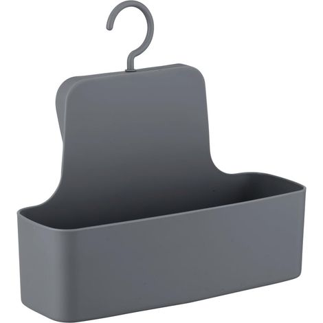 1 Serviteur de douche, Plastique, Anthracite, Incassable, Panier mural, Écoulement eau, Salle de bain