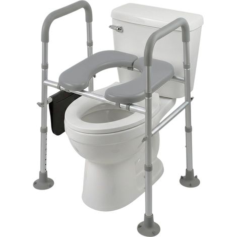 Rehausseur Toilette Adulte avec Poignée Rehausseur de Toilette avec Accoudoir Réglable en Hauteur et Largeur, Rehausseur WC Personnes Âgées, Raised Toilet Seats for Elderly Supporte jusqu'à 180kg (1/5)