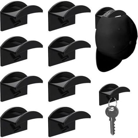 8-teiliges Huthaken-Set, Kappenhalter, Kappenaufbewahrung, Kappenorganizer, Wandmontiertes Kappenregal, Wandmontierter Kappenhalter, Selbstklebende Wandhaken für Hüte, Schals, Taschen, Handtücher (1/5)