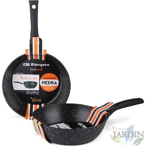Sartén honda aluminio forjado 32 cm, piedra antiadherente, sartén honda, sartén cocina, sartén antiadherente