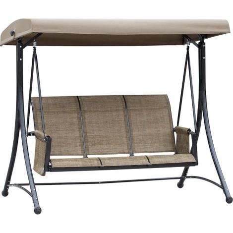 Meuble de jardin, Três baloiços de jardin avec auvents réglables, supporte jusqu'à 300 kg, dimensions: 196 x 128 x 172 cm, meuble extérieur, design moderne (1/5)