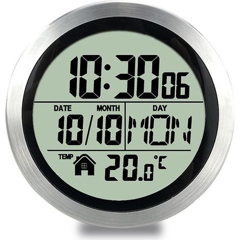 Saugnapf-Uhr ohne Bohren, wasserdicht, für Badezimmer, Küche, LCD-Digitalanzeige, silberfarben