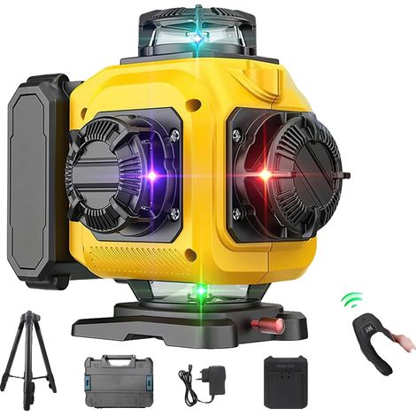 Niveau Laser, Nivellement Automatique, Mesure à 360 Degrés, 1 Batterie + Trépied + Boîte en plastique (1/2)