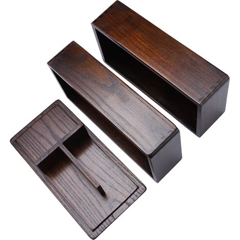 Natürliche Holz-Lunchbox, doppelwandig, rechteckig, Lebensmittelbehälter für Picknick, Sushi, Bento (1/5)