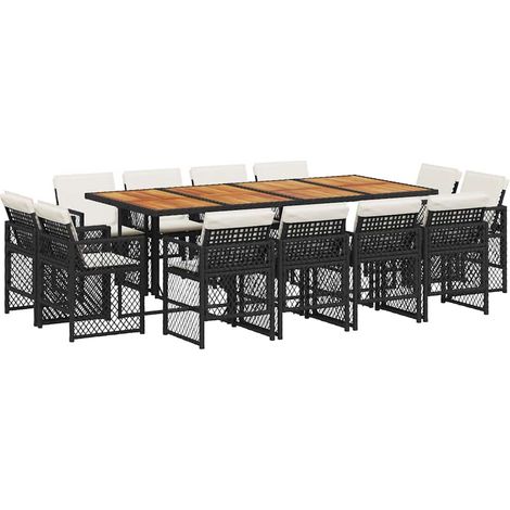 Maison Exclusive - Set da Pranzo da Giardino 13pz con Cuscini Nero in Polyrattan (1/5)