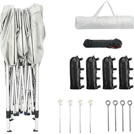 Canopée, Imperméable, Hauteur Réglable, BLANC, 3x3m (1/2)