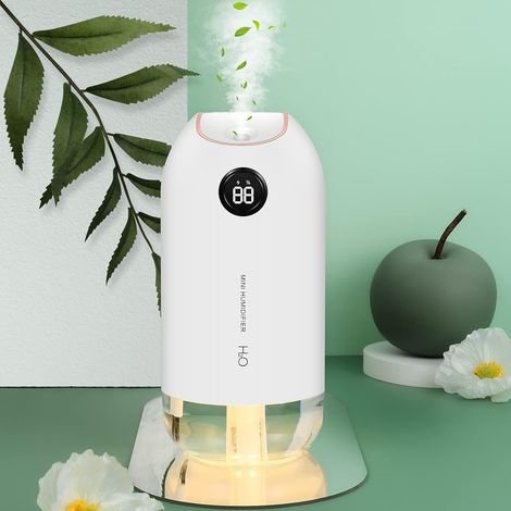 Humidificateur d'air, humidificateur d'air ultrasonique silencieux pour bébé, avec veilleuse et 2 orifices de pulvérisation, 500 ml, convient pour le (1/5)