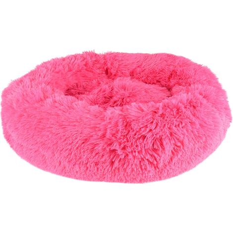 1 - Coussin Chien - Panier Donut - Forme Ronde Confortable Pour Petit Animal De Compagnie - Rose Fluorescent - 50x50cm (1/5)