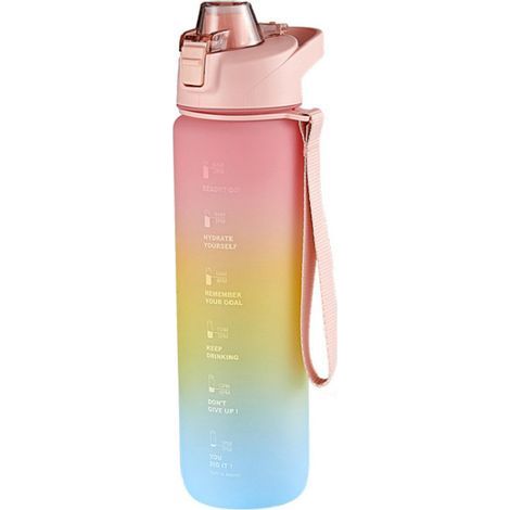 Botella de 1 litro con graduaciones horarias, Gestión del tiempo, Rosa cereza – (1/5)