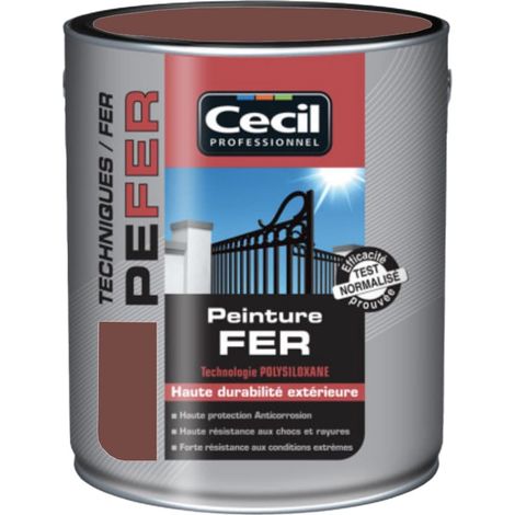 Peinture fer antirouille 2,5 L – Finition métal rouge Pays Basque RAL 3004 – Protection anti-corrosion renforcée – Cecil (1/4)