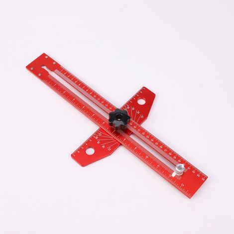 Anreißnadel-Markierungslineal für die Holzbearbeitung, T-Typ-Lineal für die Holzbearbeitung, 35 cm, Messwerkzeuge, Präzisionsmarkierung, T-Linealpositionierung (rot)