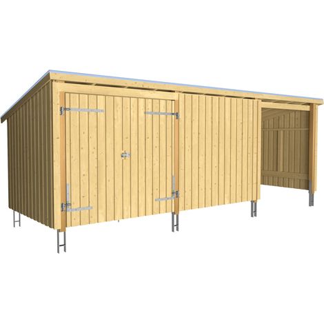 Plus Gartenhaus Nordic Multi 619 x 208 cm natur mit Doppeltür, H-Anker (1/3)