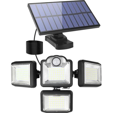 Lampe Solaire Extérieure à Détecteur de Mouvement: Projecteur LED Extérieur Étanche avec 3 Modes d'Éclairage - Lampe Solaire Intérieure avec Câble de 5m Projecteur Solaire de Jardin (1/2)