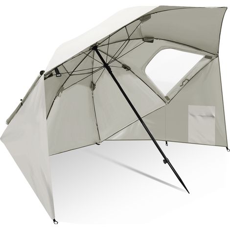 TolleTour Strandschirm 210 cm UV Schutz 50+,  wasserabweisend mit Tragetasche für Strand Garten Camping Beige
