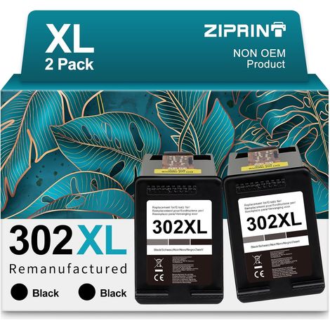 302 302 XL Noir Compatibles pour HP 302 Cartouches d'imprimante pour HP Envy 4525 4520 4522 4527 DeskJet 3630 3636 3638 1110 2130 3633 OfficeJet 3831 3830 3833 5220 5230 (2-Pack Noir) (1/5)