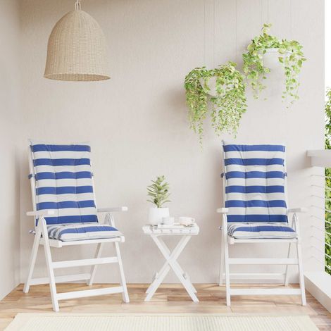 vidaXL  Outdoor Cushion  2 pcs Blue and White 120 x 50 x 7 cm Fabric