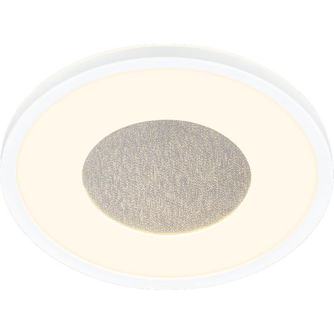 Plafonnier LED avec décor scintillant, lumière indirecte, blanc chaud 3.000K, lampe LED, plafonnier LED, lampe de salon, panneau LED, lampe de cuisine, éclairage de plafond, 29x3 cm, blanc (1/4)
