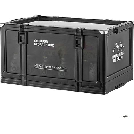 Caja de almacenamiento, diseño apilable, capacidad plegable, gran tamaño, color negro. (1/2)