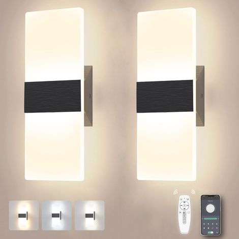 2 Pièces Applique Murale Noire Dimmable Avec Télécommande Et Application 2700-6500K Pour Salon Chambre Cuisine (1/5)