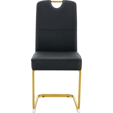 ELVMI Lote de 2 Sillas de Comedor con Respaldo Ergonómico y Patas Antideslizantes, PU, Negro (1/5)