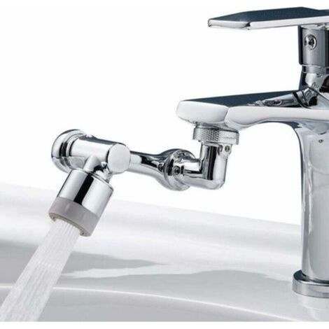 Robinet de rallonge pivotant à 1080°robinet multifonctionnel régulateur de jet robinet pivotant rallonge avec mousseur 2 modes robinet adaptateur avec mousseur universel en laiton (1/4)