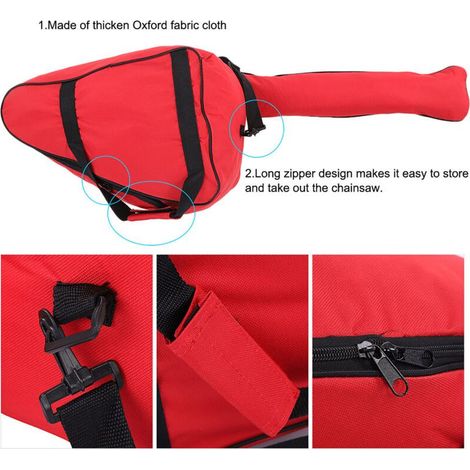 Tronçonneuse à Essence avec Sac de Transport Rouge pour Bûcheronnage --Crezuo (1/2)