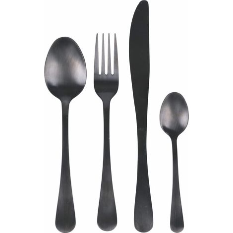 Lot de 16 couverts en acier inoxydable 18/0, noir satiné (1/3)