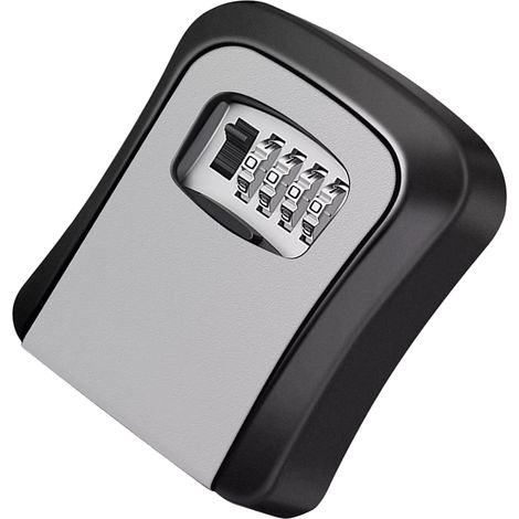 Boîte à Clés Portable Mural Combinaison 4 Chiffres Coffre de Stockage Clés pour Extérieur Gris (1/5)