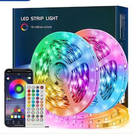 Ruban LED 5M Bleutooth Bande LED RGB LED Chambre Bande Lumineuse Flexible Multicolore, Contrôlé par APP du Smartphone (1/4)