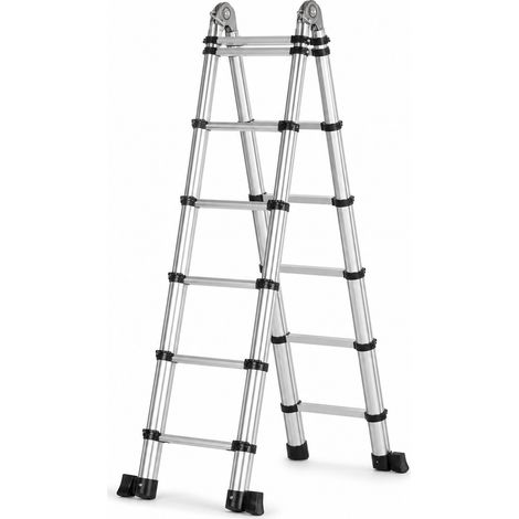 3.7+3.7 m Folding Telescopic Ladder for Working at Height (1/5)