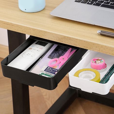 Tiroir Sous Bureau - Boîte De Rangement ABS Sans Perçage - Pour Bureau Maison Bureau Étudiant - Taille L 23x16x4 cm (1/5)