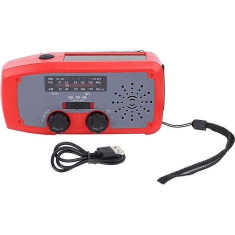 Notfall-Kurbelradio mit LED-Taschenlampe, AM/FM-Empfang, NOAA-Wetterradio, tragbar, mit 2000-mAh-Akku
