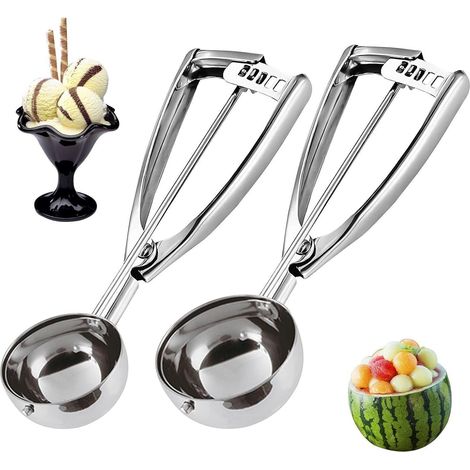 Eisportionierer Edelstahl Auslöser 2 Paquets (5,0 cm + 6,3 cm) Silber (1/5)