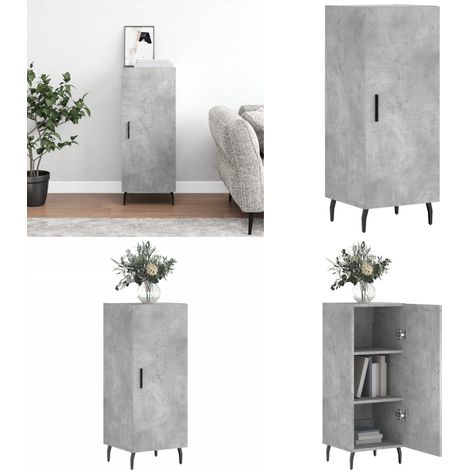 Buffet Gris béton 34,5x34x90 cm Bois d'ingénierie - Buffet Moderne - Meuble De Rangement - Buffet Gris - Commode - Armoire Latérale - Home & Living (1/5)