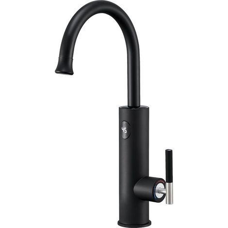 Chauffe Eau Robinet 3000W – LED Affichage Température, Poignée Unique 360°, Noir (1/5)
