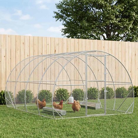 vidaXL Poulailler Argenté 400 x 300 x 200 cm Acier galvanisé (1/5)