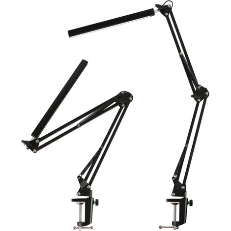Lampe de bureau LED à intensité variable avec pince, 3 modes de couleur et 10 niveaux de luminosité, fonction mémoire, support flexible à 360°, bras articulé en métal pour un confort visuel optimal, i (1/4)