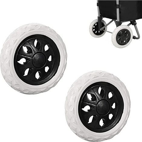 Roues De Caddie - 2 Pièces - Diamètre 100 Mm - Axe 8 Mm - En EVA Et Caoutchouc Mousse - Antidérapantes - Pour Chariots De Supermarché Et Bagages (1/5)