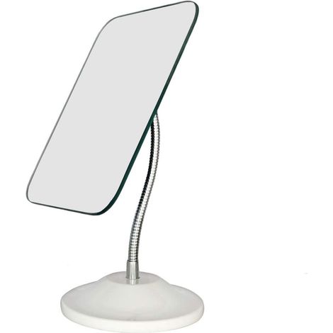 Miroir De Maquillage - Col De Cygne Réglable - Rotation 360° - Support En Bambou - Pour Coiffeuse Salle De Bain Bureau - 1 Pièce (1/5)