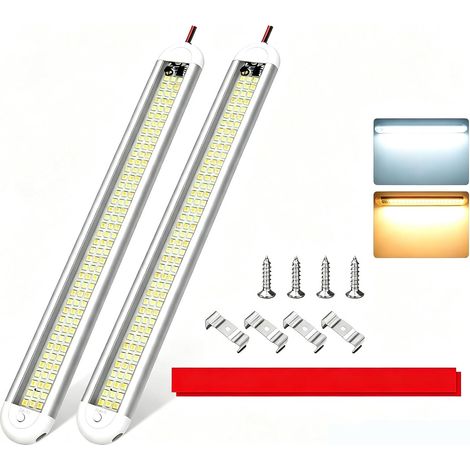 12V LED Camper Van Interior Lighting - LED Bar with Switch 1800LM 3000K+6000K Ultra Bright - Ideal for Van, Bus, Caravan, Boat, Kitchen, Bathroom, Bar, Truck (1/5)
