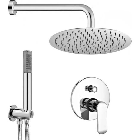 Set doccia incasso con braccio soffione tondo e kit doccino acciaio cromo Dalila (1/5)