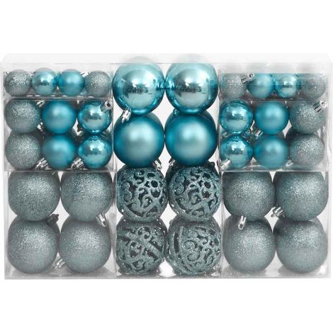 Weihnachtskugeln 100 Stk. Türkis 3 / 4 / 6 cm (1/5)