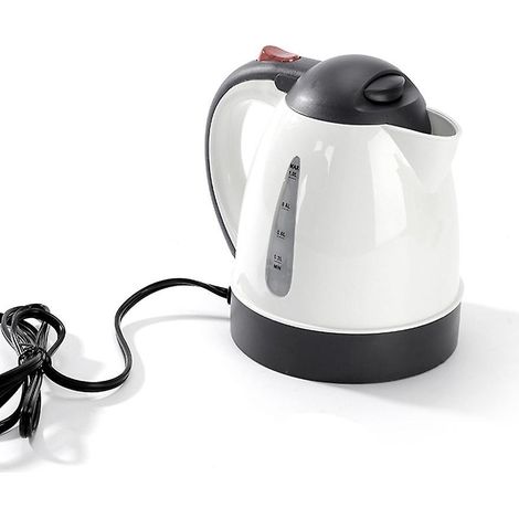 Elektrischer Wasserkocher fürs Auto, 1000 ml, 12 V, 150 W, tragbar, für Zigarettenanzünder, ideal für Reisen – Weiß