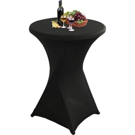Housse Table Haute - 80 x 110 cm - Élastique - Pour Buffet et Événements - Noir - 1 Pièce (1/5)